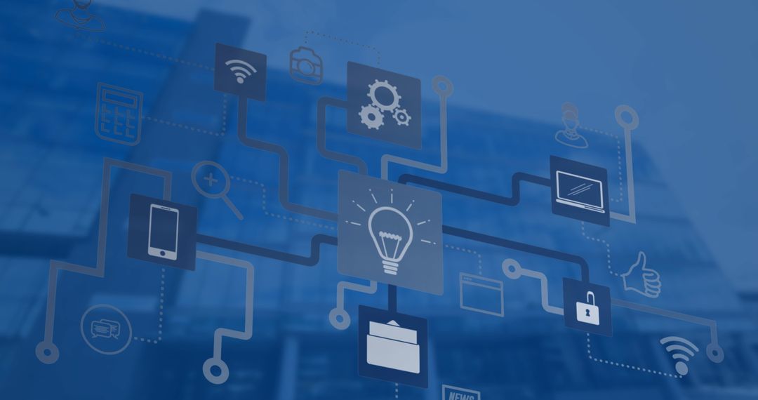 Interconnected Digital Network Overlapping Modern City