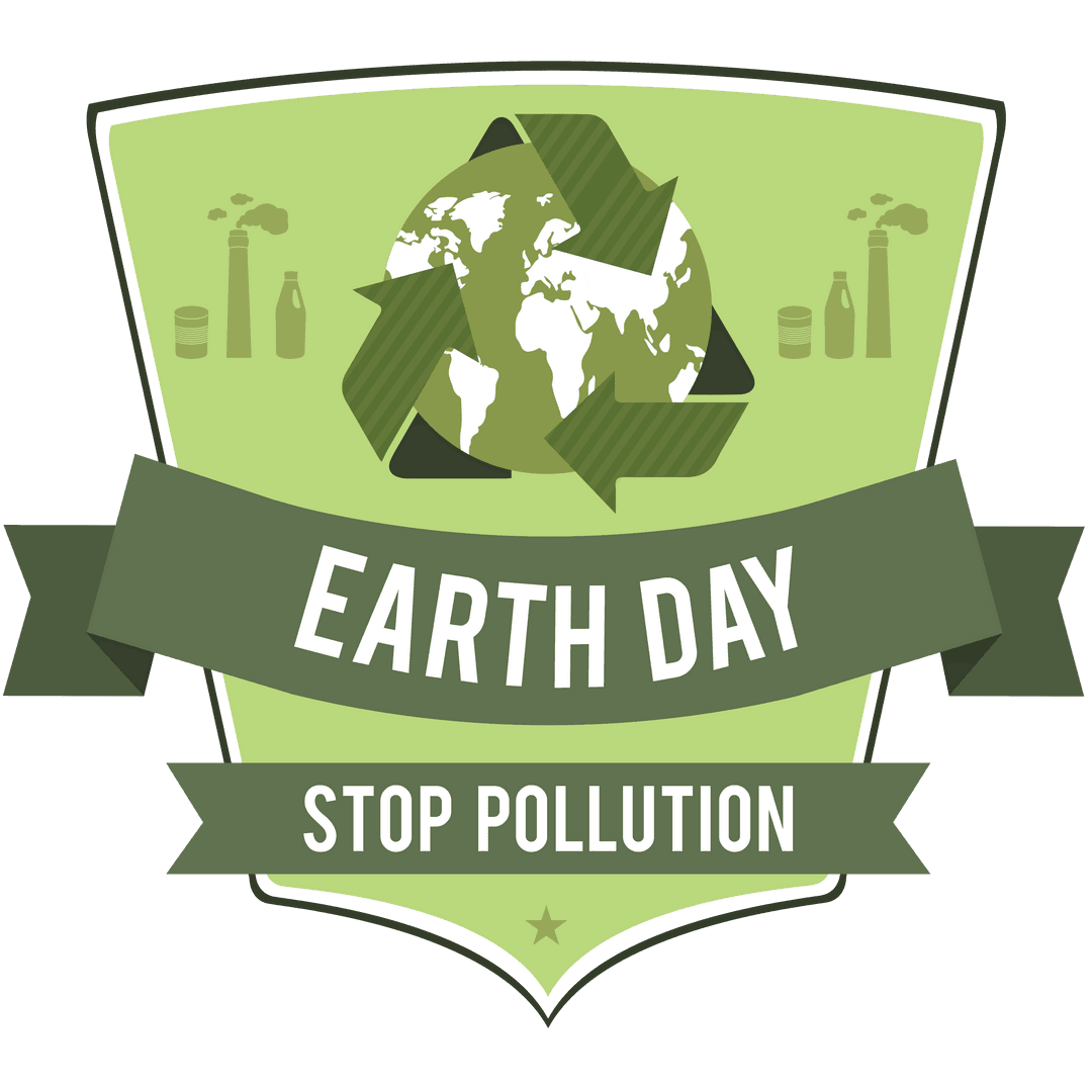 Earth Day Green Banner with Recycling Symbol on Transparent Background
