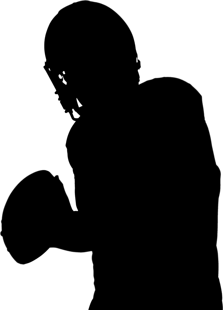 Transparent American Football Player Holding Ball Energetically