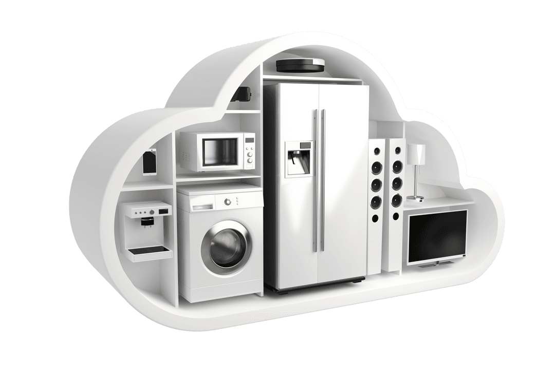 Cloud Storage Concept with Electronics on Transparent Background