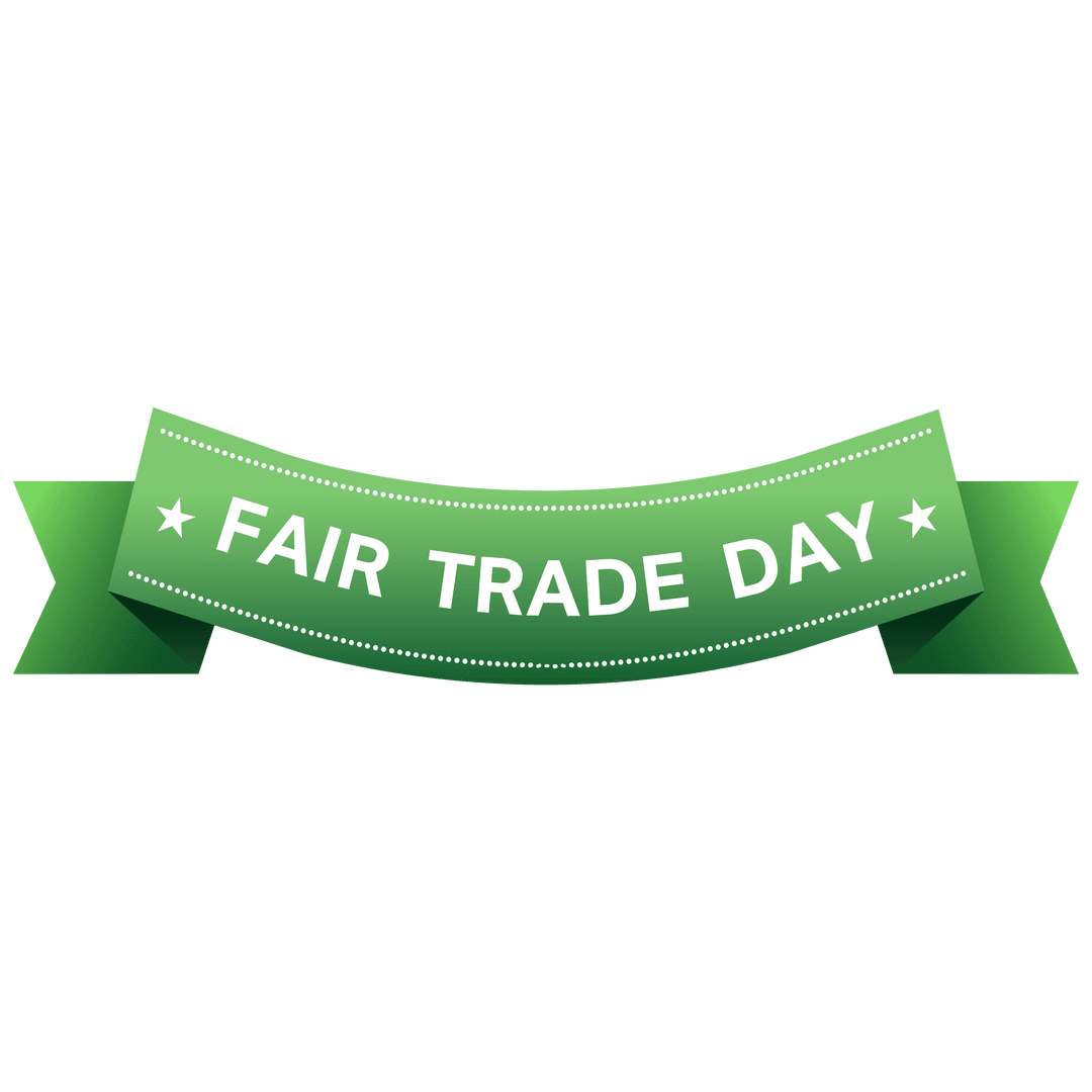 Green Fair Trade Day Ribbon on Transparent Background