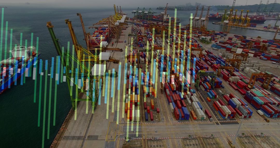 Global Shipping and Finance Overlay Concept at Container Terminal