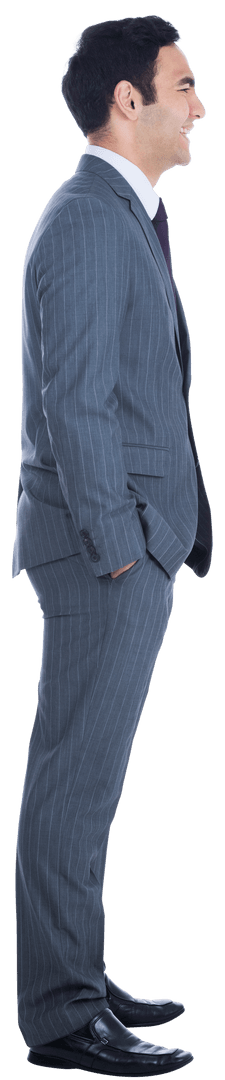 Businessman in Profile Smiling on Transparent Background