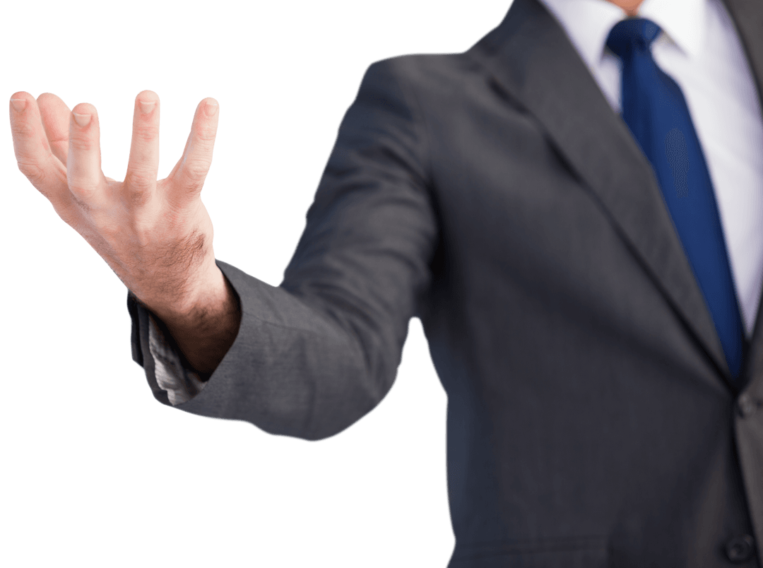 Transparent Businessman Extending Hand for Collaboration