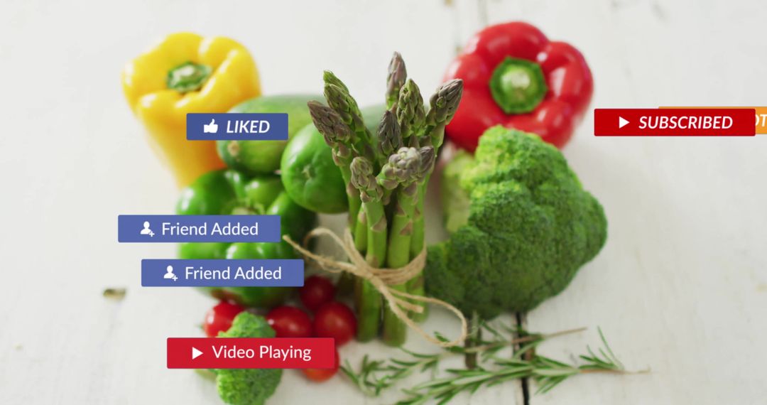 Digital Media Icons Blending with Fresh Vegetables