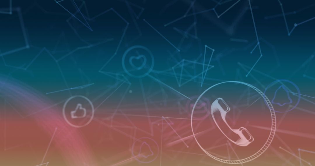 Abstract Digital Connections with Phone Icon Overlay
