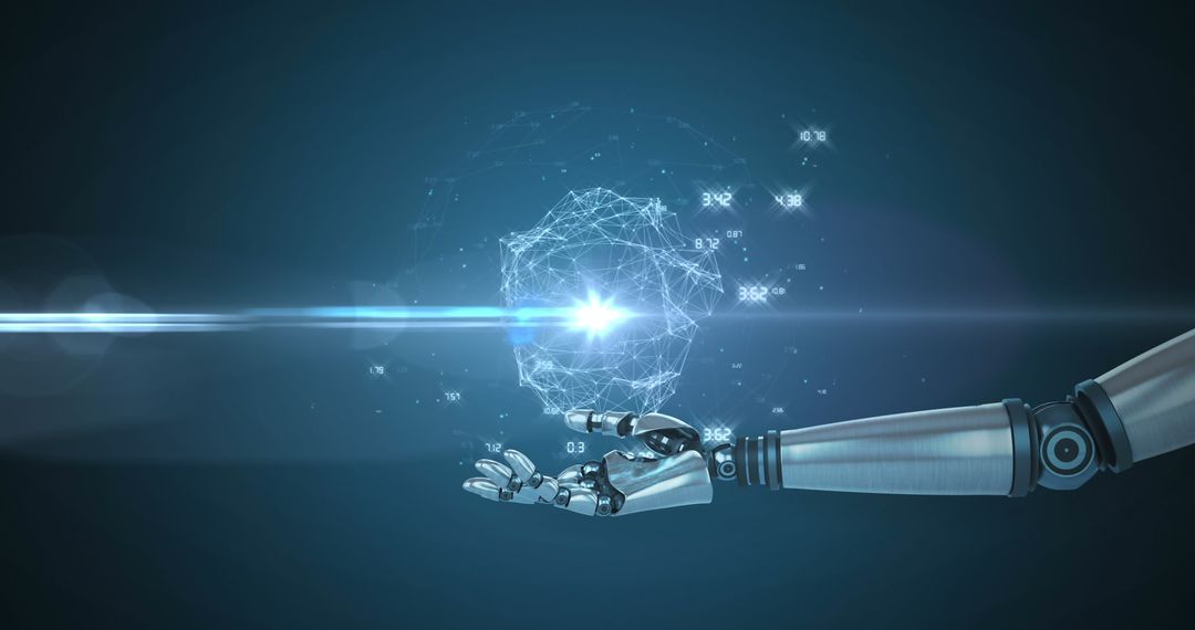 Robot Arm Typifying Futuristic Data Analysis and AI Innovation