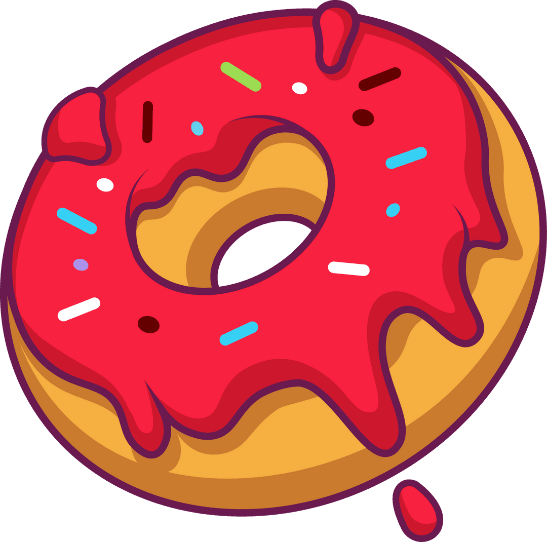 Transparent Red Glazed Donut with Sprinkles Cartoon Design