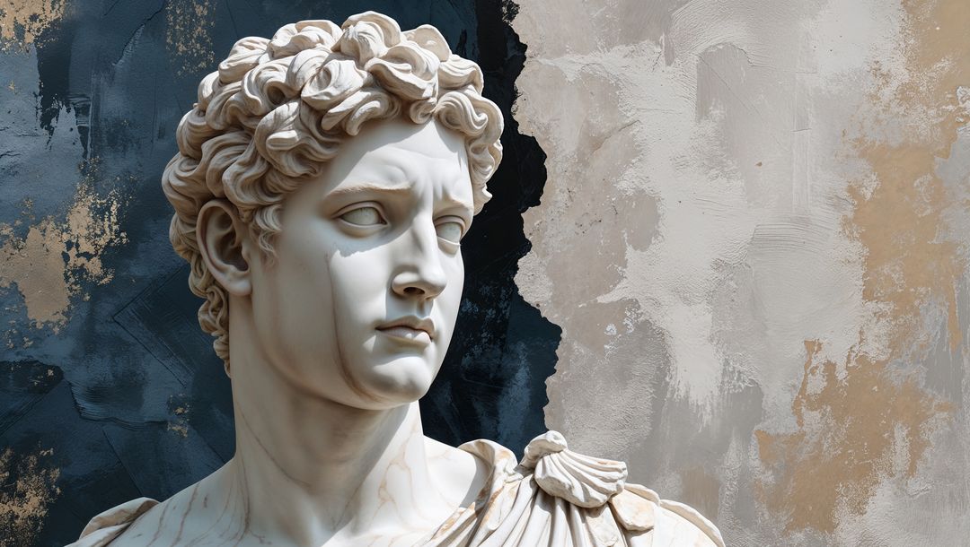 Classical Marble Bust Sculpture in Artistic Gallery Setting