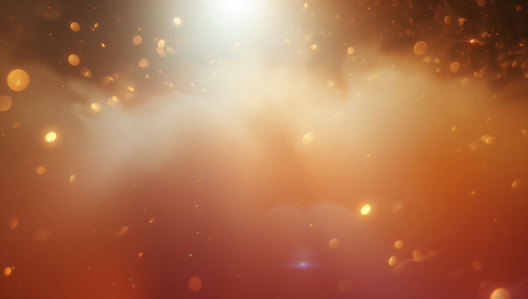 Abstract Golden Particles Bokeh in Ethereal Amber Glow