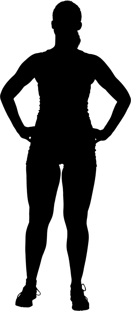 Silhouette of Sportswoman Standing on Transparent Background