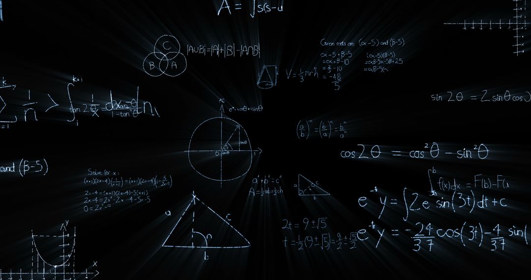 Abstract Mathematical Formulas on Black Background