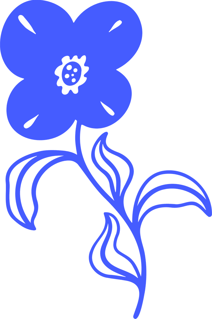 Botanical Blue Flower with Greenery on Transparent Background