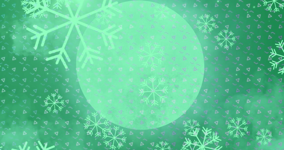 Snowflakes on Green with Copy Space for Holiday Greetings