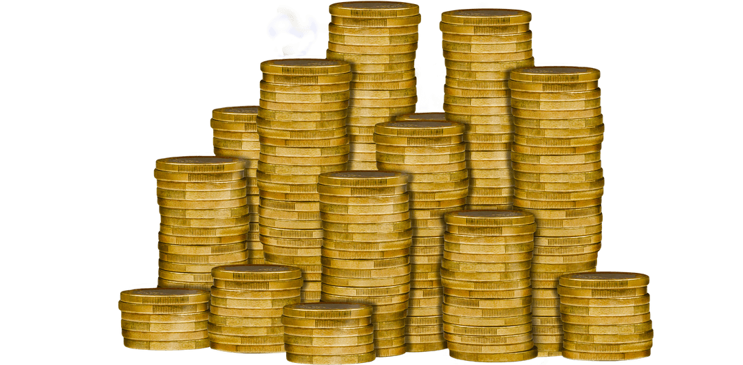Stacks of Gold Coins Illustration on Transparent Background