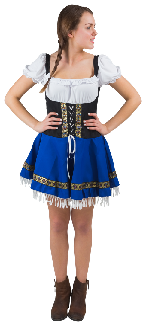 Transparent Woman Wearing Oktoberfest Costume Standing with Hands on Hips - Download Free Stock Images Pikwizard.com