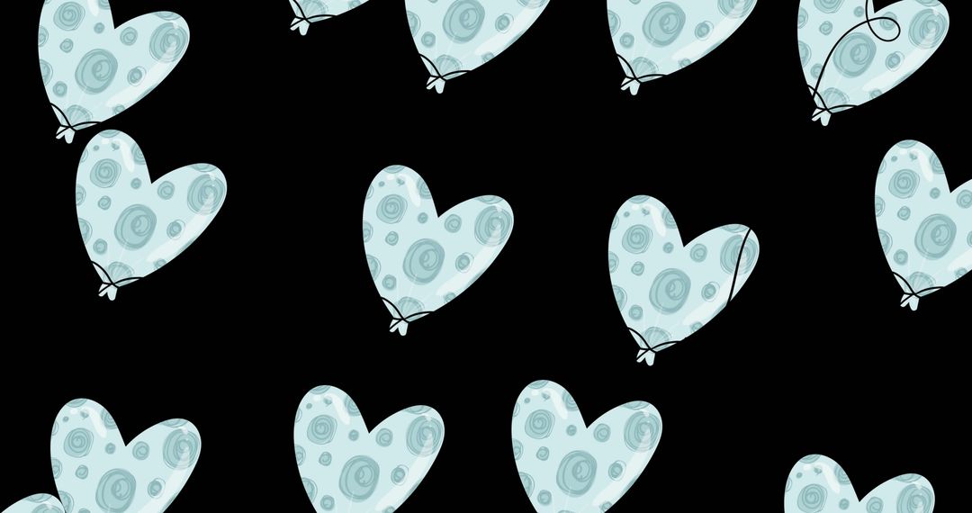 Heart-Shaped Polka Dot Balloons on Black Background