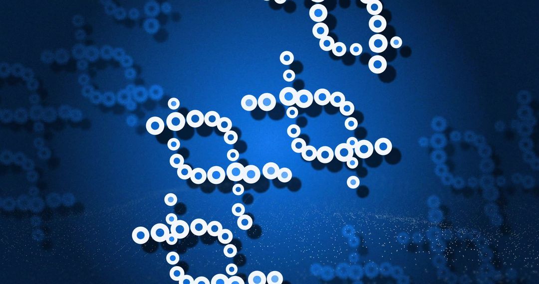 Abstract Molecular Structure with Blue Background Circular Patterns