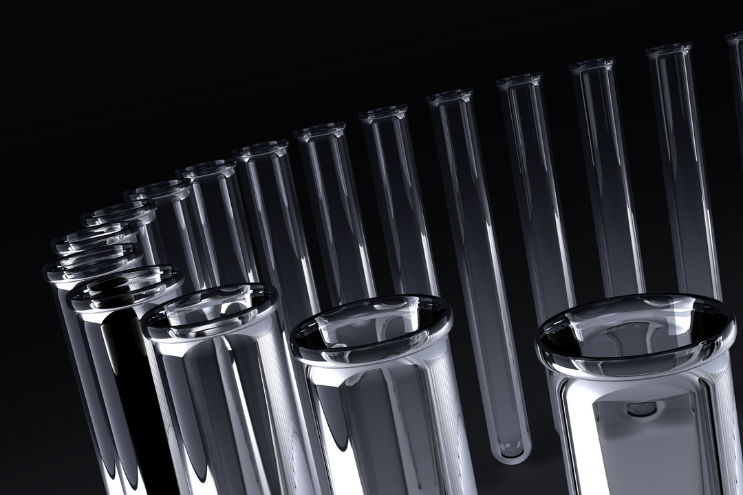 Row of Transparent Glass Test Tubes on Dark Background Close-up - Download Free Stock Images Pikwizard.com