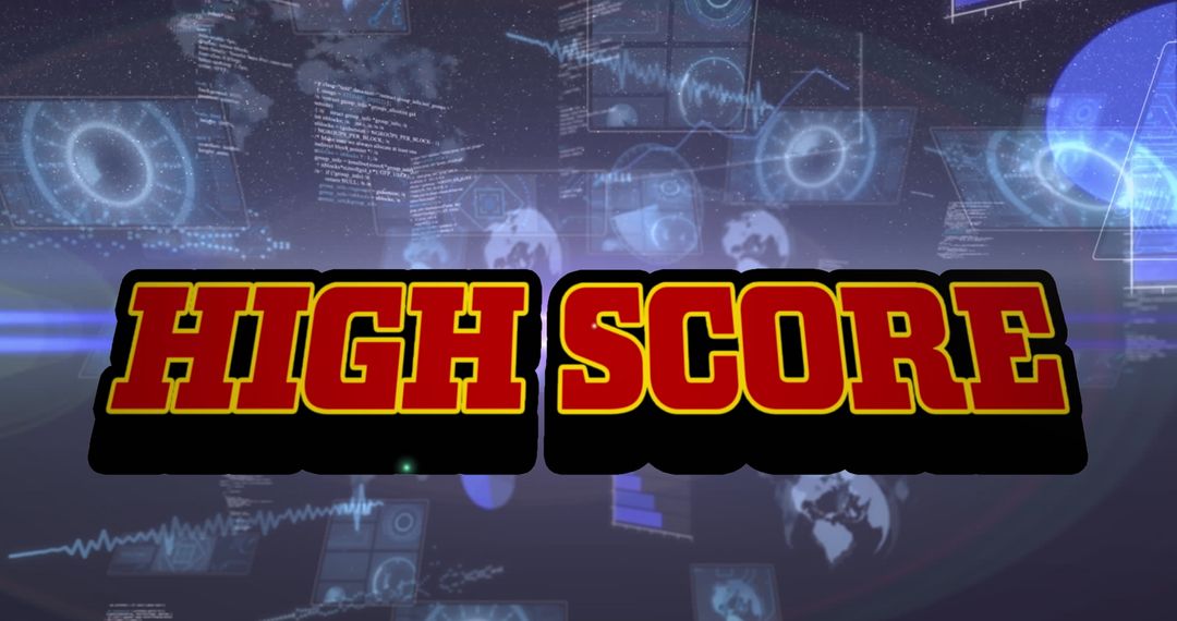 High Score Text on Futuristic Digital Interface