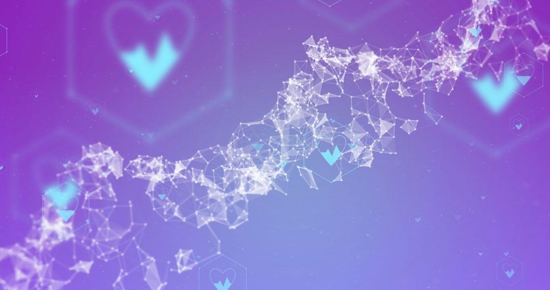 Digital DNA Strand on Purple Background with Technology Icons