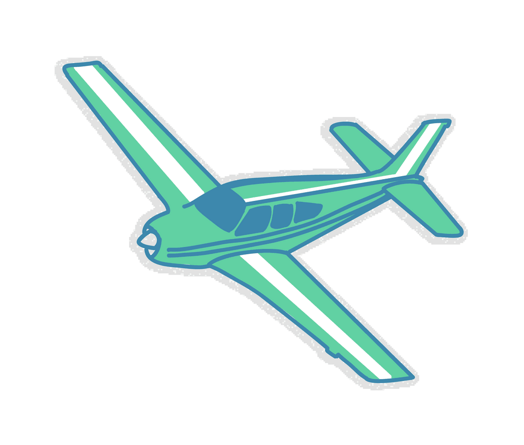 Minimalist Propeller Plane Illustration on Transparent Background