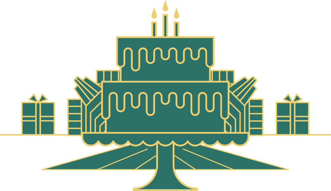 Minimalistic Birthday Cake and Gifts Transparent Branishing Design