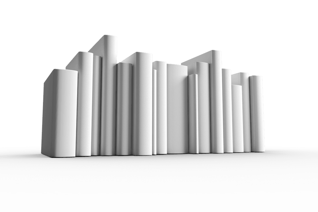 Stack of White Books on Transparent Background