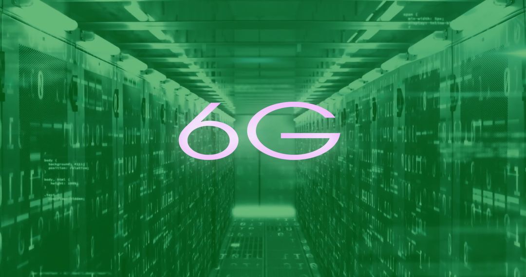 6G Technology Concept with Digital Data and Server Connectivity