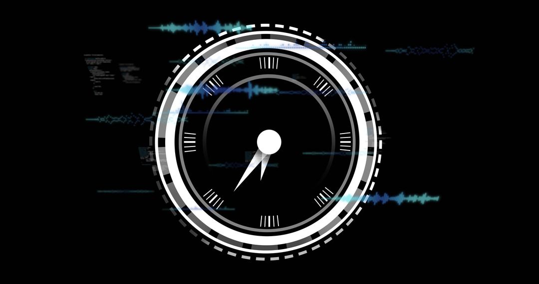 Futuristic Digital Gauge on Dark Interface with Waveform Streams