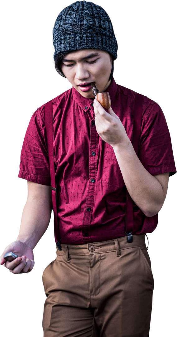 Transparent Relaxed Hipster with Pipe and Lighter