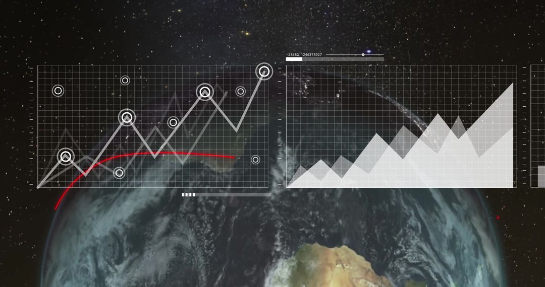 Global Data Trends Displayed Over Earth with Futuristic Interface