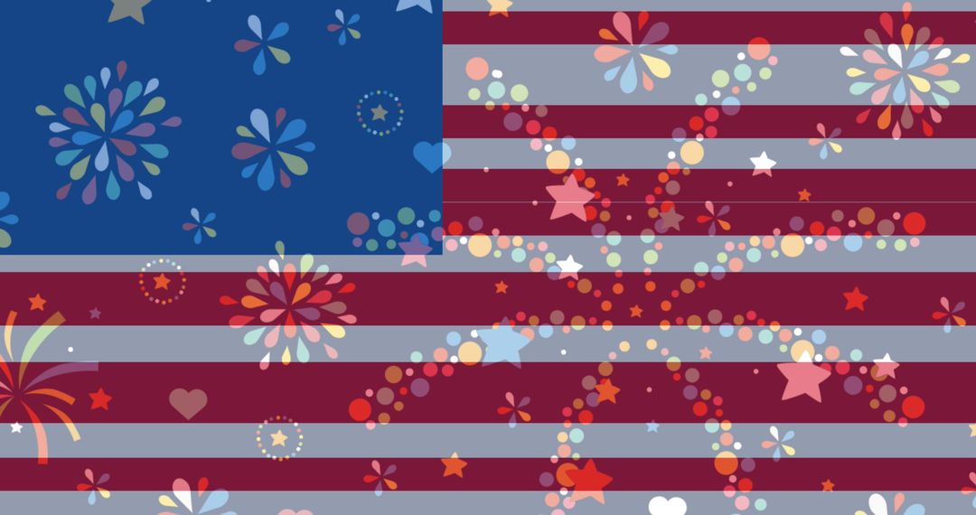 American Flag Blends with Festive Fireworks Stars