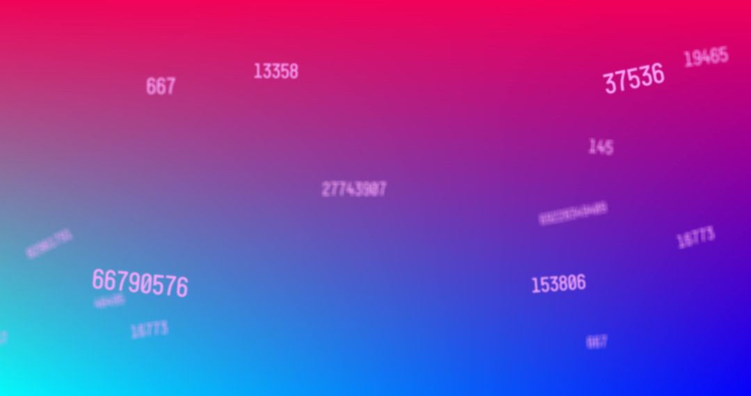 Floating Changing Numbers on Vibrant Gradient Backdrop