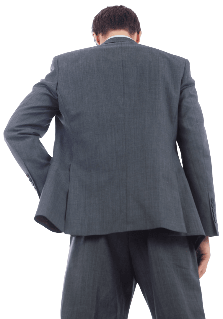 Businessman in Gray Suit Standing with Hand on Hip Transparent Background