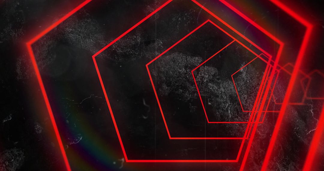 Abstract Neon Red Digital Tunnel on Dark Background