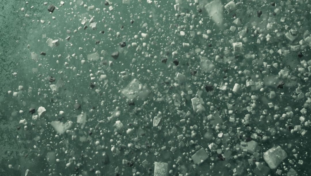 Floating Microplastic Fragments in Murky Green Fluid Affects Aquatic Environment