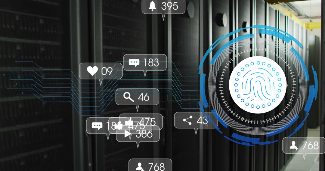 Fingerprint Authentication in Data Center with Digital Interface - Free Images, Stock Photos and Pictures on Pikwizard.com