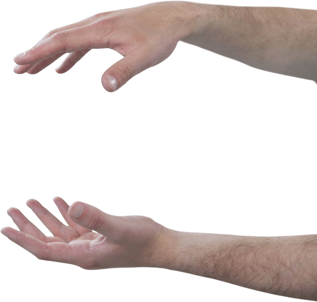 Transparent Hands Gesturing Reaching Grabbing Invisible Object