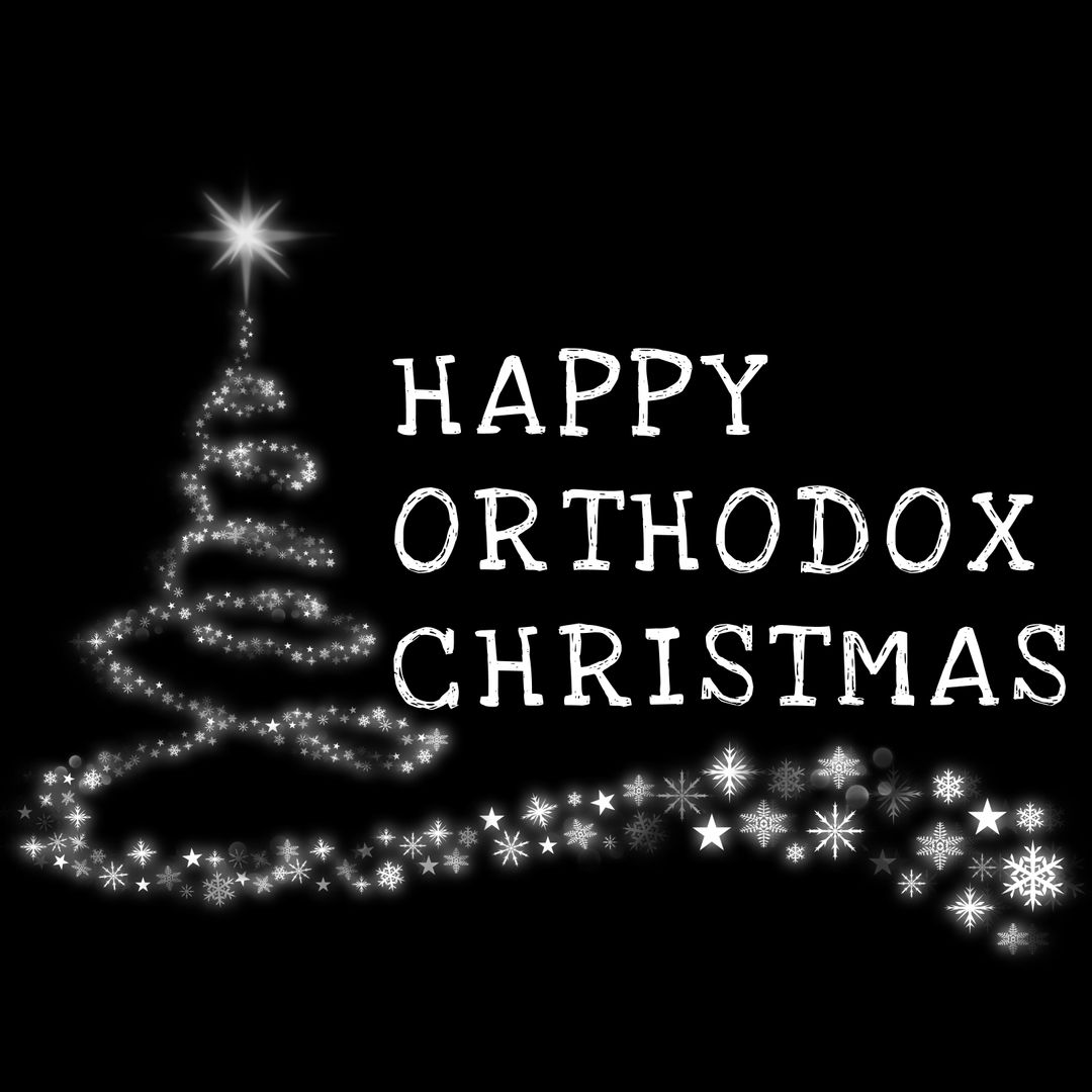 Sparkling Orthodox Christmas Tree Greeting Card Design