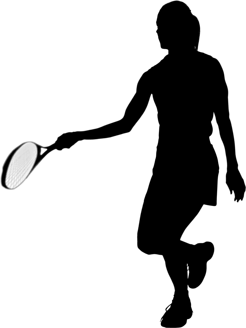 Tennis Player Silhouette on Transparent Background - Vector Illustration