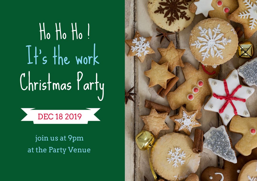 Festive Christmas Cookies with Holiday Invitation Overlay