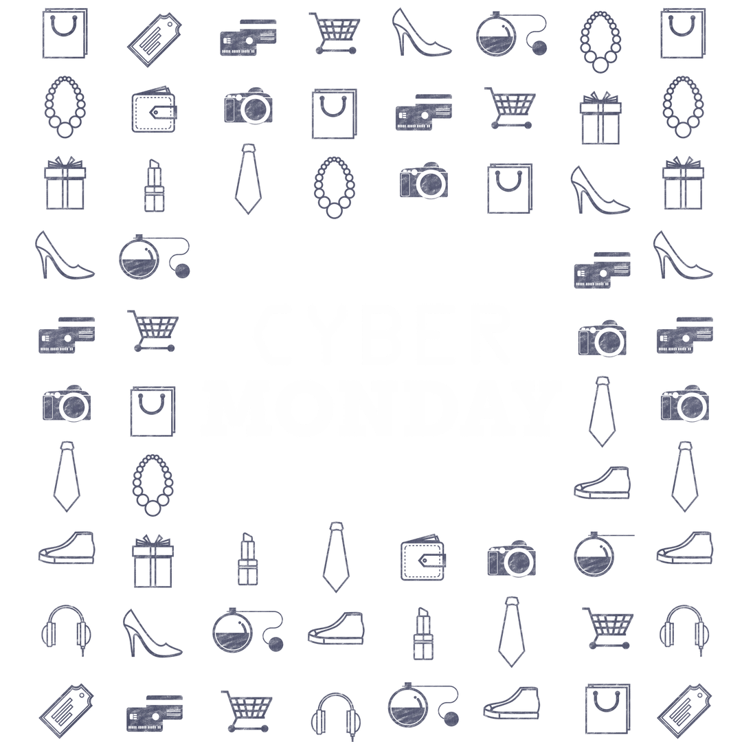 Transparent Cyber Monday Shopping Icons Vector Border