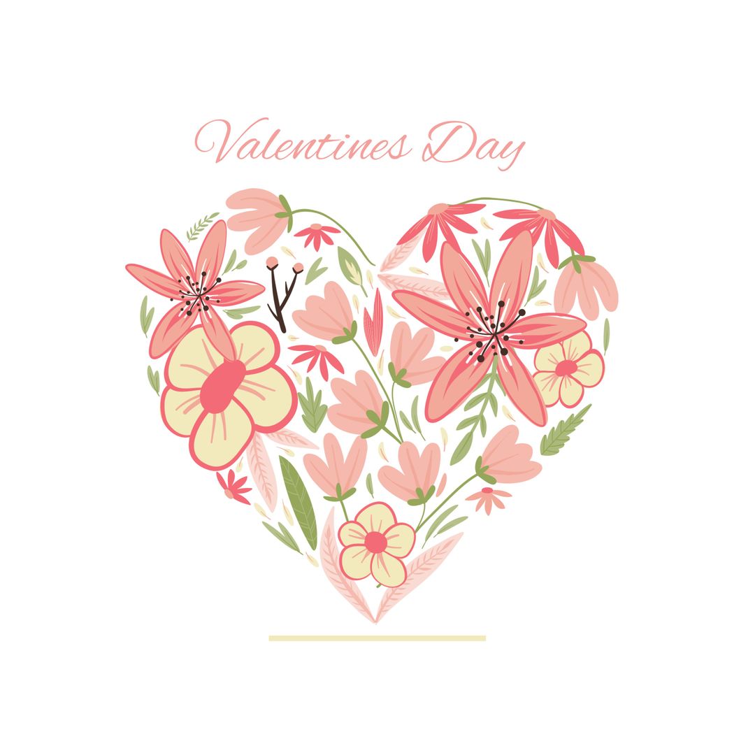 Floral Heart Design for Valentine's Day Card