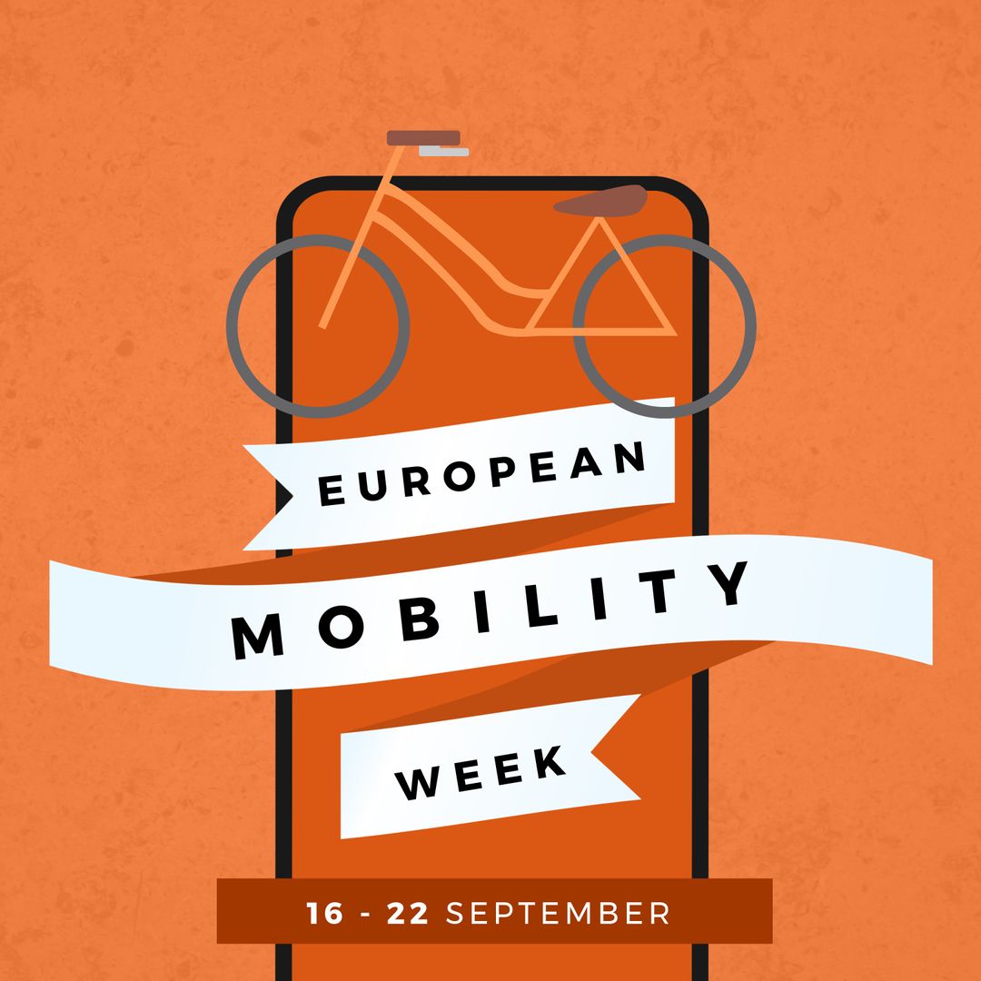 European Mobility Week Digital Campaign Poster with Bicycle Illustration