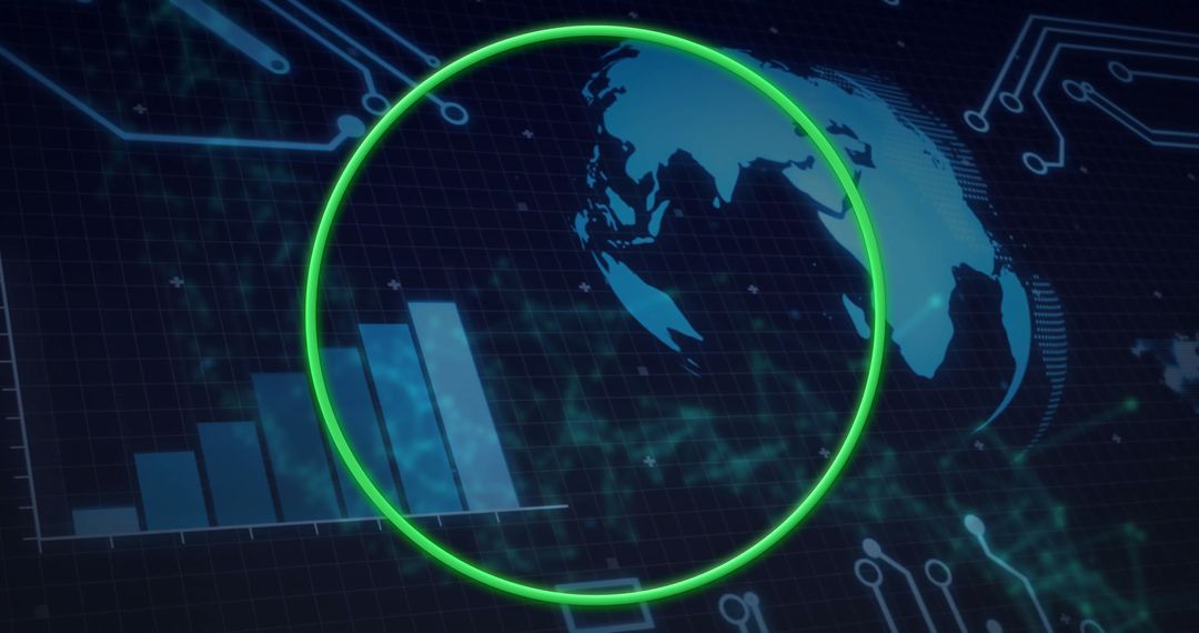 Glowing Globe with Futuristic Interface and Data Visualizations