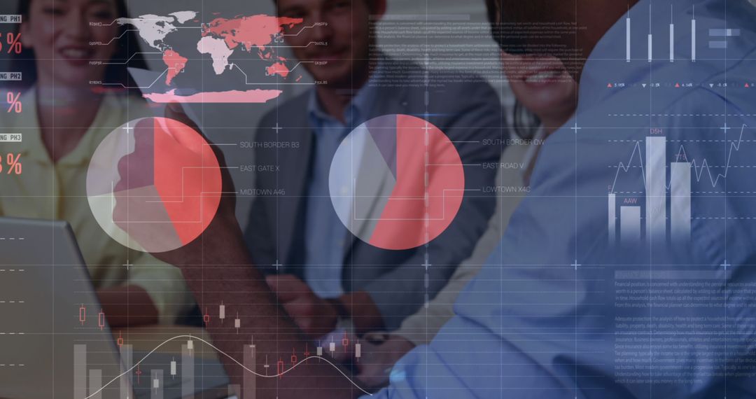 Business Team Analyzing Global Financial Data Strategies