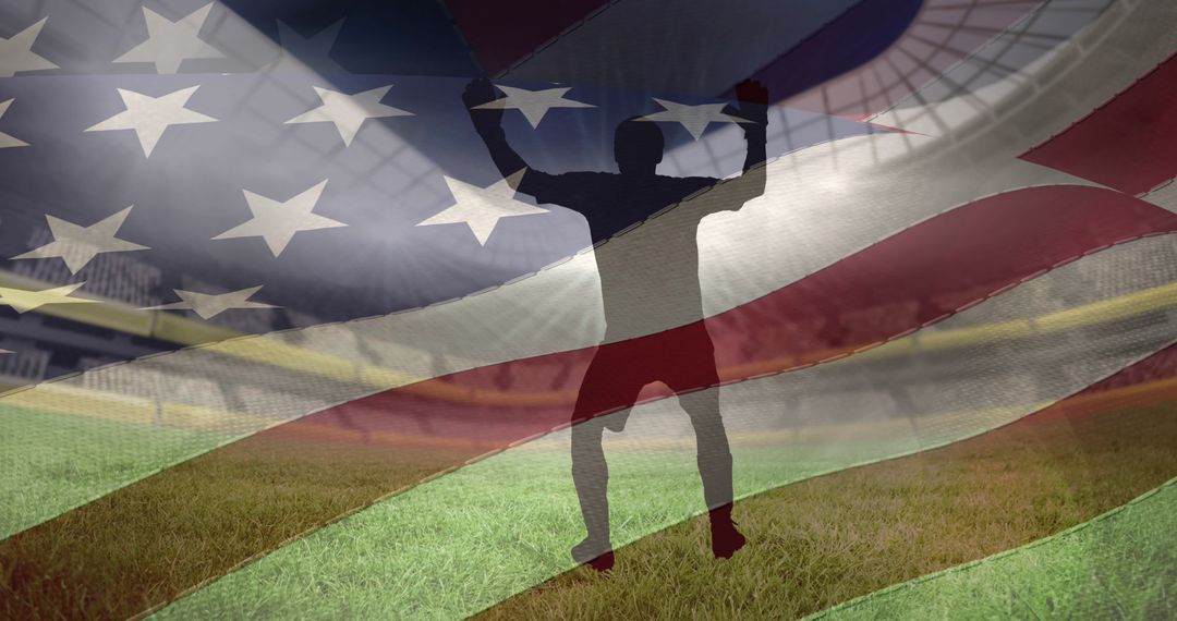 Silhouette of Soccer Player Seamlessly Merged with American Flag