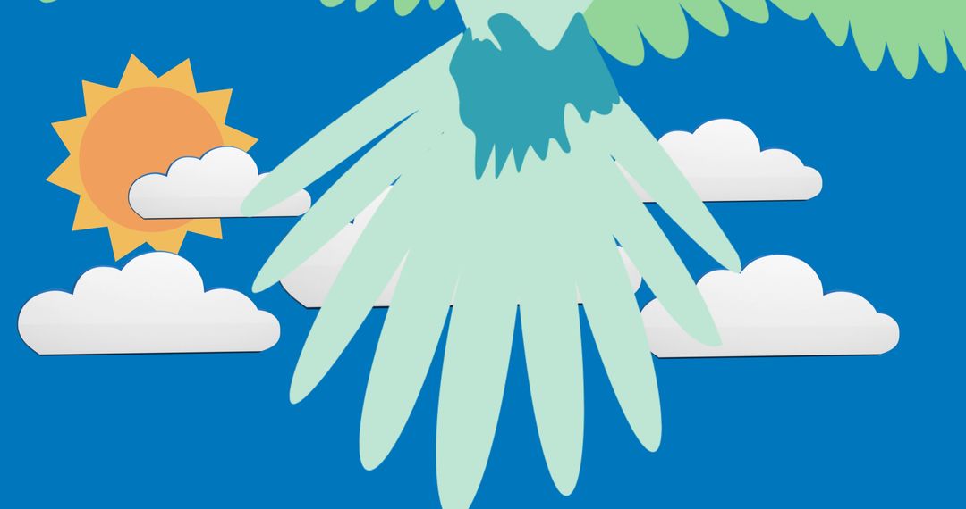 Colorful Parrot in Flight Over Cloudy Sky