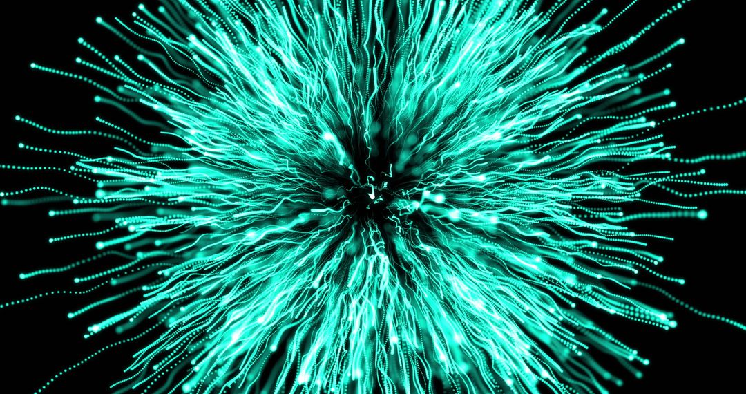 Vibrant Green Fireworks Exploding on Black Background